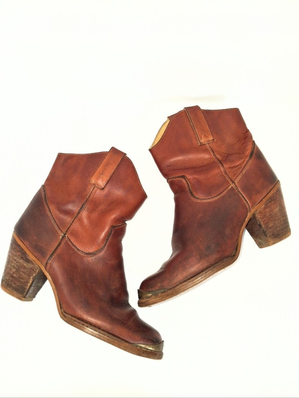 70's Vintage Zodiac Genuine Leather Ankle Cowboy Boots Size 8